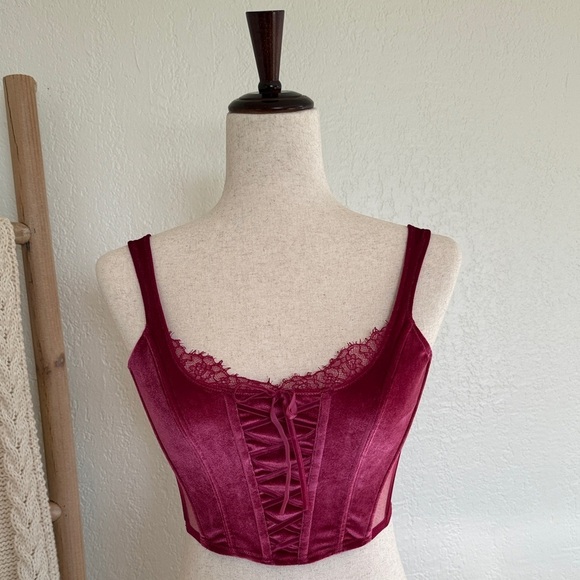 Victoria's Secret Tops - Victoria Secret Velvet Corset Top - Pink Berry